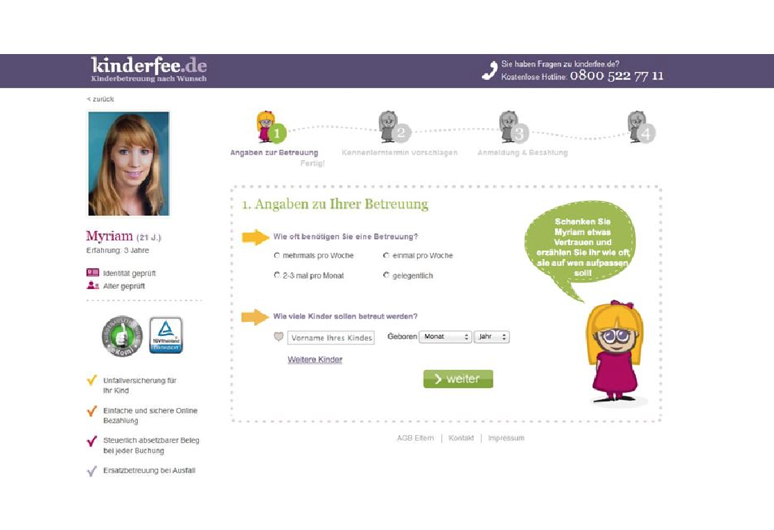 Originalversion mit der Frage „Name des Kindes"