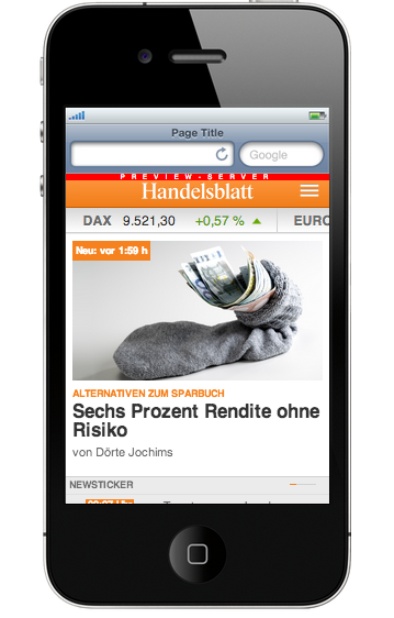 Quelle: Handelsblatt.de (im mobilen Optimizely Editor)