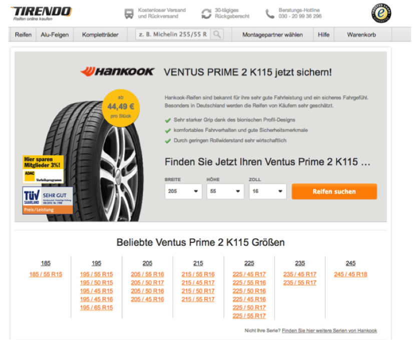 Tirendo Landing Page Variante B