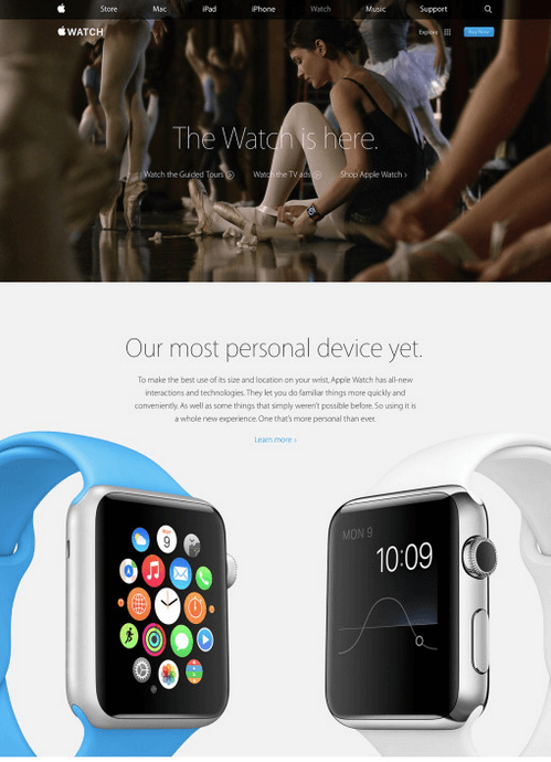 Landing Page für die Apple Watch