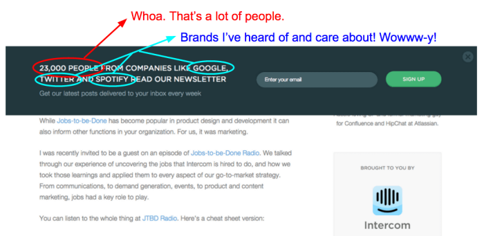 E-Mail Opt-In Formular von Intercom